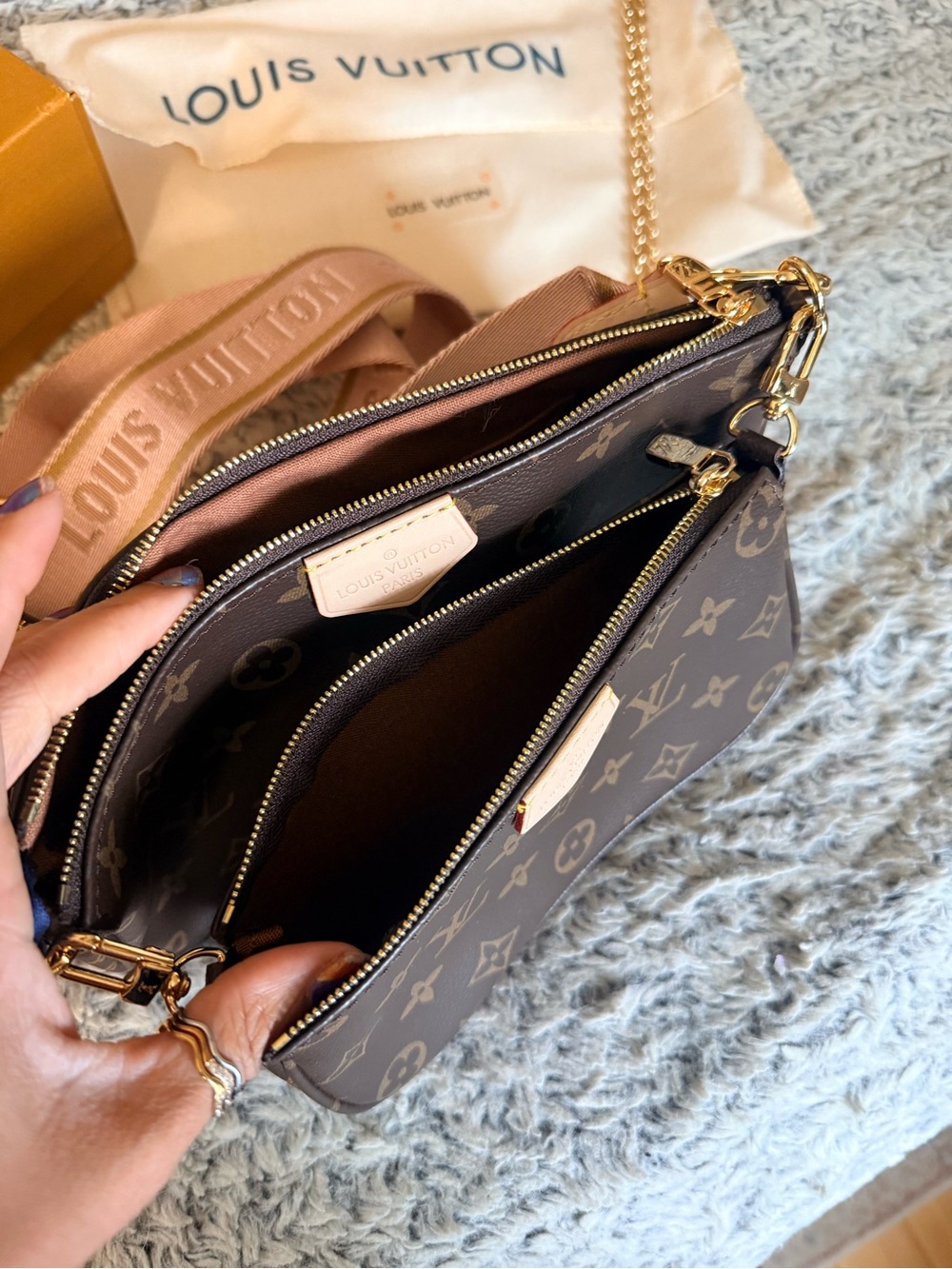 Monogram Multi Pochette with Pink Web Strap - Picture 4 of 10